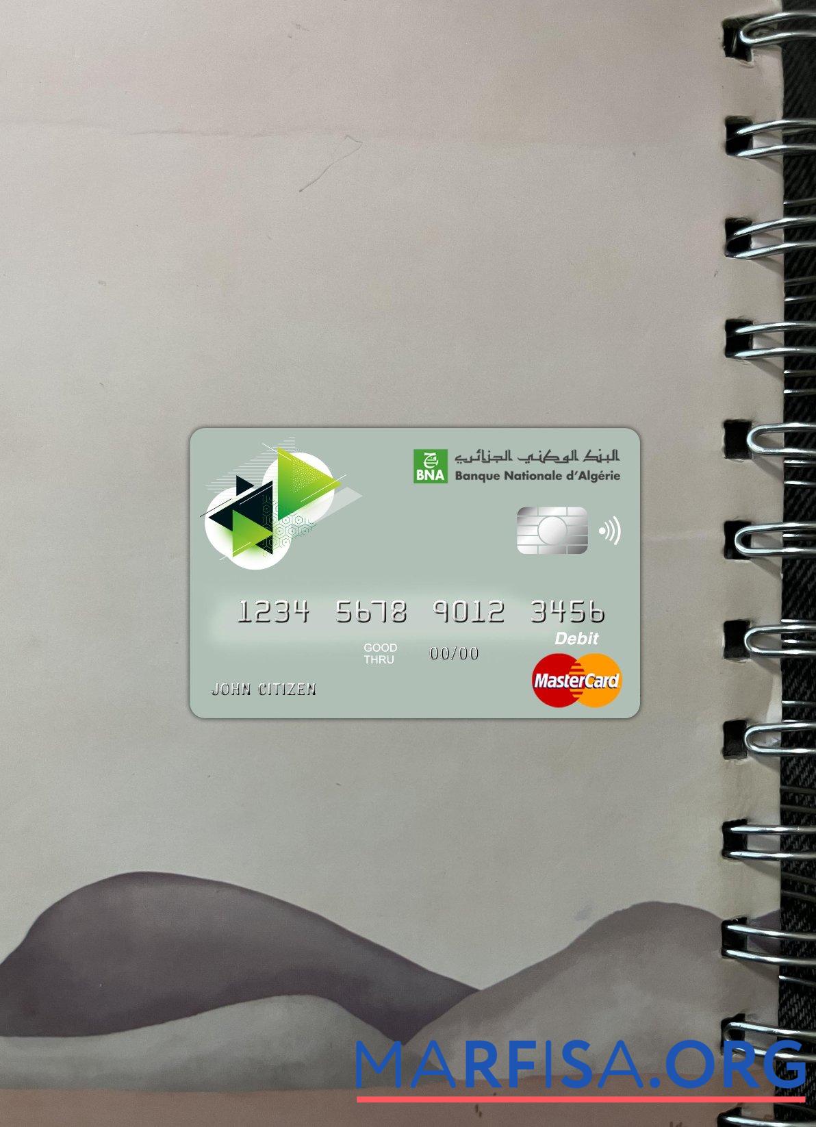 Printable Algeria banque nationale d’Algérie (BNA) bank master card photolook front sample